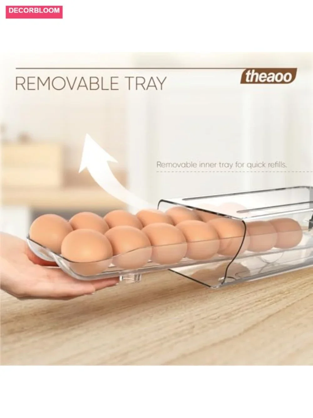 Stackable Egg Dispenser with Auto Rolling & Removable Tray, Clear 2-Pack